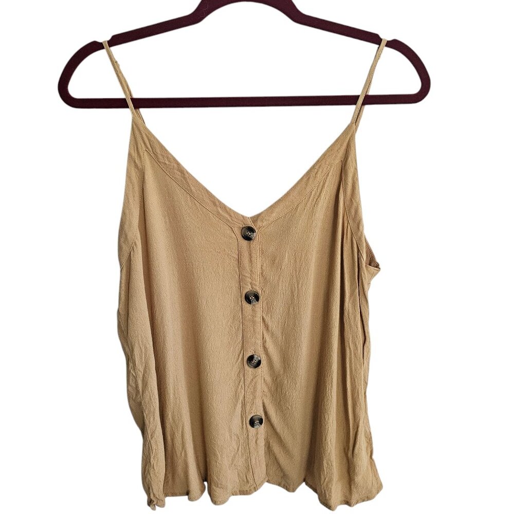 Tan Button-Down Women's Top